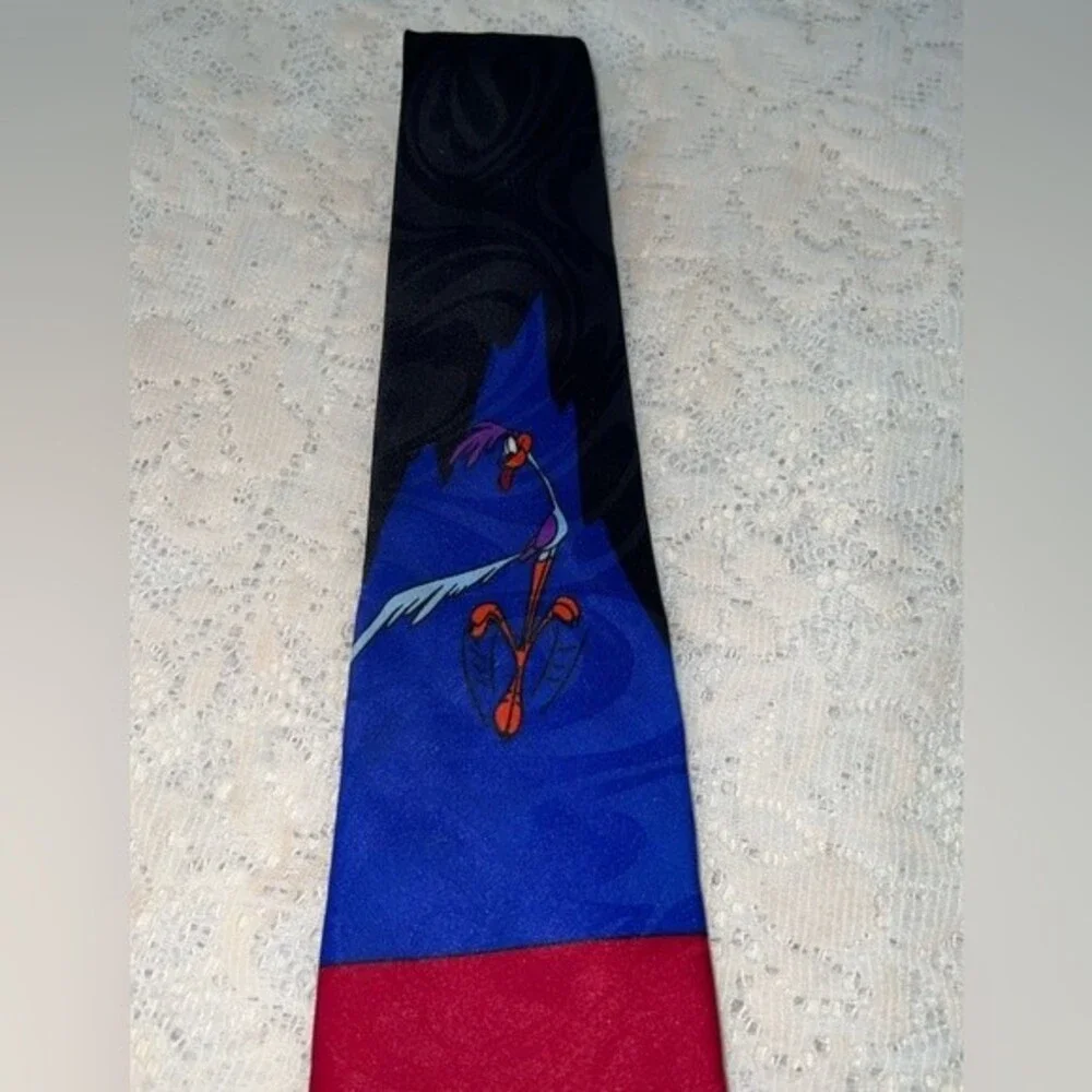 Vintage Looney Toons Tie Wile E. Coyote Road Runner Red Blue Balancine Hot Cakes